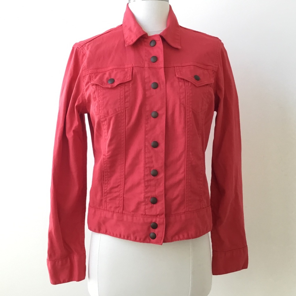 Lucky Brand Sabrina Red Denim Snap Front Jacket - Picture 2 of 6